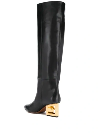 Givenchy Triangle High High Heels Boots In Black Leather In Black