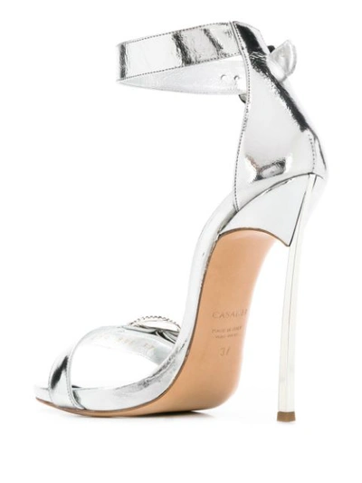 Shop Casadei Metallic Stiletto Sandals In Silver