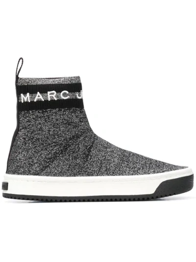 Shop Marc Jacobs Dart Logo Sock Sneakers In Metallic