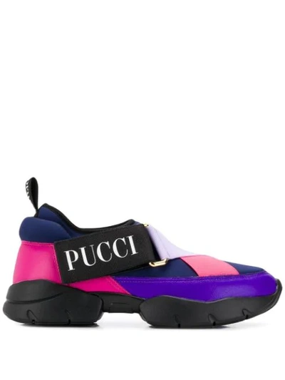 Shop Emilio Pucci City Cross Neoprene Sneakers In B62 Viola/blu/fuxia/lill