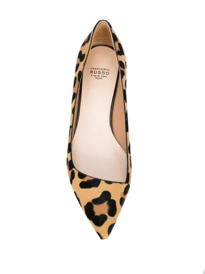 Shop Francesco Russo Leopard Print Ballerina Shoes In Brown