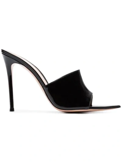 Shop Gianvito Rossi Black 105 Patent Leather Open Toe Mules