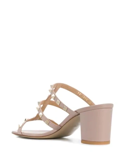 Shop Valentino Garavani Rockstud Slide Sandals In Neutrals