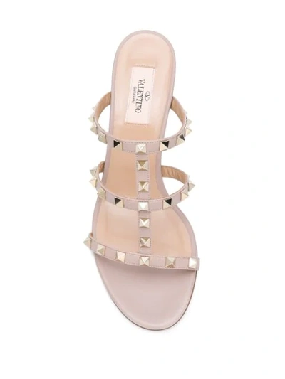 Shop Valentino Garavani Rockstud Slide Sandals In Neutrals