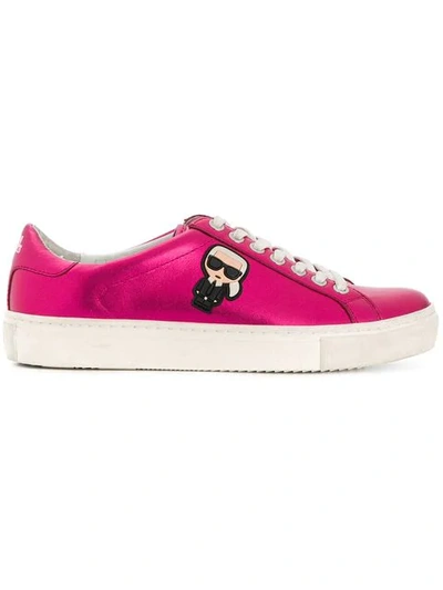 Shop Karl Lagerfeld Kupsole Karl Ikonik Lo Lace Sneakers In Pink