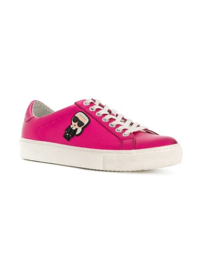 Shop Karl Lagerfeld Kupsole Karl Ikonik Lo Lace Sneakers In Pink