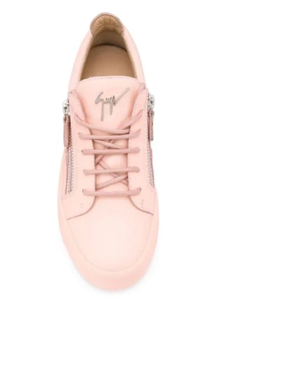 Shop Giuseppe Zanotti Side Zip Detail Sneakers In Pink