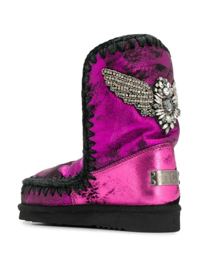 Shop Mou Eskimo Metallic Boots In Pink