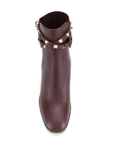 Shop Valentino Rockstud Embellished Ankle Boots In Purple