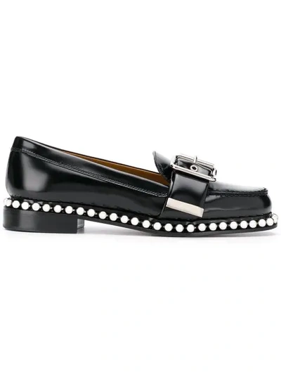 Shop Chloé Embellished Studded Loafers - Black