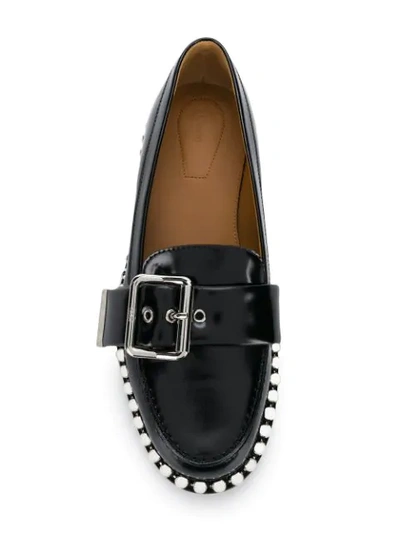 Shop Chloé Embellished Studded Loafers - Black