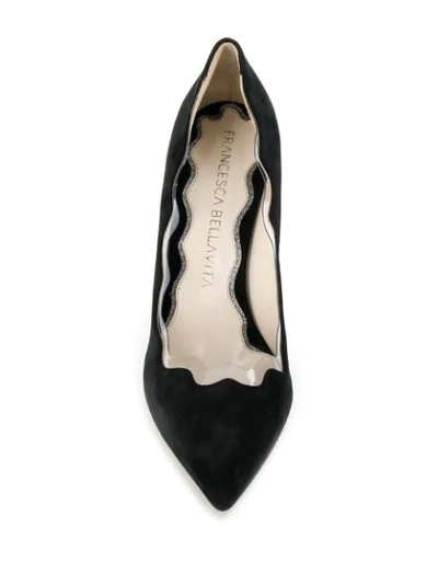 Shop Francesca Bellavita Wavy Trim Pumps In Black