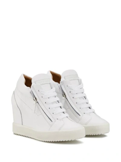 Shop Giuseppe Zanotti Addy Wedge Sneakers In White