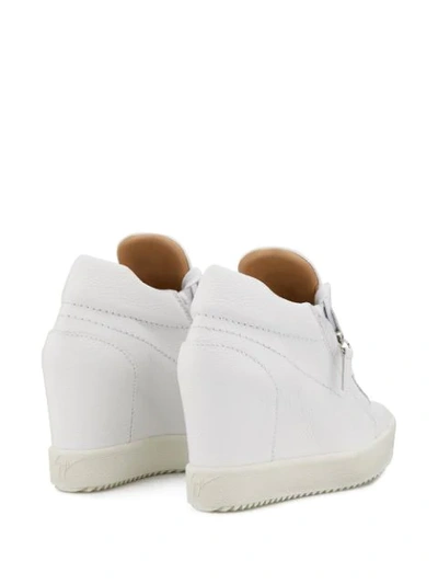 Shop Giuseppe Zanotti Addy Wedge Sneakers In White