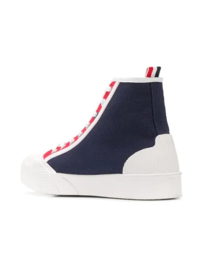 Shop Thom Browne Logo-patch High-top Sneakers In Blue