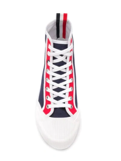 Shop Thom Browne Logo-patch High-top Sneakers In Blue