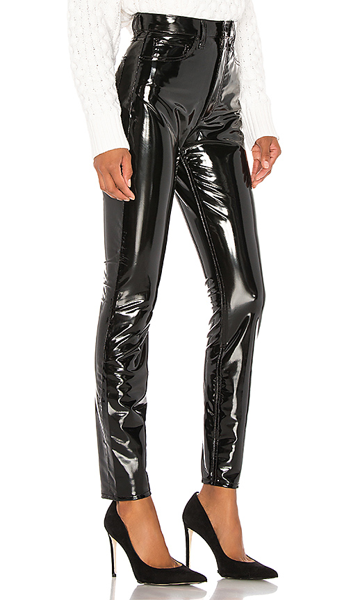 black vinyl high waisted skinny trousers