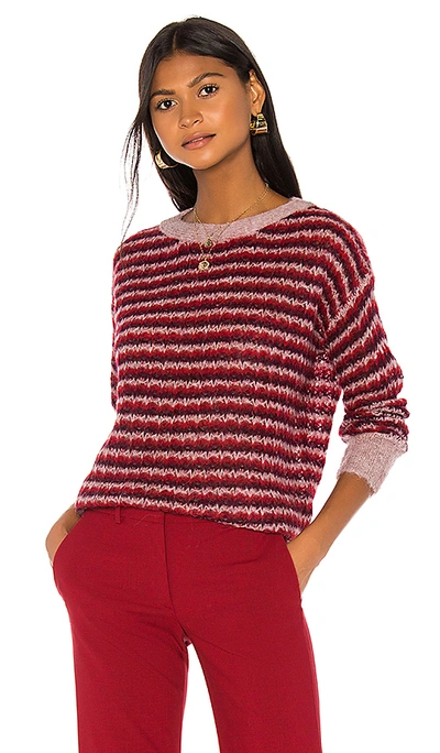 Shop Theory Alpaca Stripe Pullover In Crimson Multi