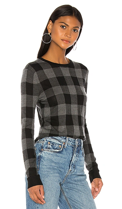 Shop Theory Plaid Crew Pullover In Charcoal Multi