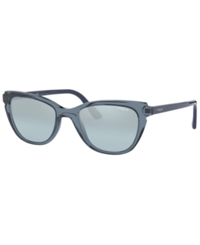 Shop Vogue Eyewear Sunglasses, Vo5293s 53 In Transparent Blue/blue/lt Azure Mirror Gradient Black