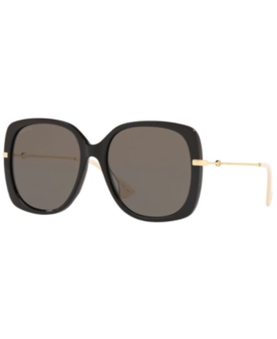 Shop Gucci Sunglasses, Gg0511s 57 In Blk Shiny/grey