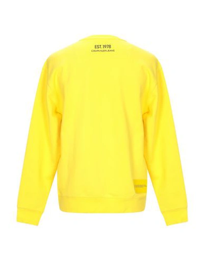 Shop Calvin Klein Jeans Est.1978 Calvin Klein Jeans Man Sweatshirt Yellow Size Xxs Cotton, Polyester