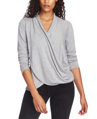 Shop 1.state Women's Cross-front Long Sleeve Cozy Knit Top In Silver Heather