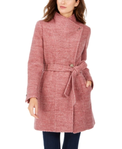 zak Afname Onderhandelen Calvin Klein Belted Toggle Wrap Coat In Withered Rose Boucle | ModeSens