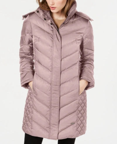 Kenneth Cole Plus Size Faux-fur-trim Hooded Puffer Coat In Dusty Rose |  ModeSens