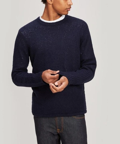 Shop Folk Textured Crew-neck Sweater In Navy