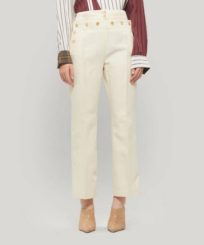 Shop Marni Cropped Boot Cut Trousers In Antique White
