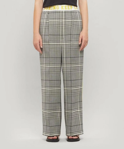 Shop Mira Mikati Cotton Check Elasticated Trousers In Grey
