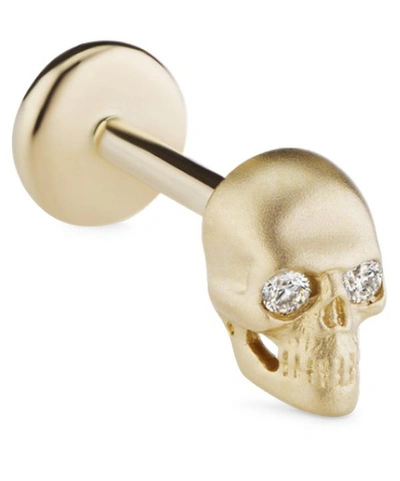 Shop Maria Tash Medium Matte Diamond Skull Threaded Stud Earring In Gold