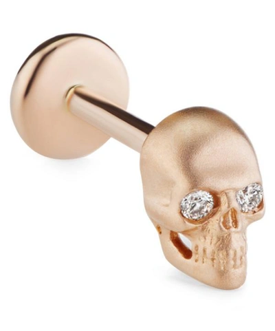 Shop Maria Tash Medium Matte Diamond Skull Threaded Stud Earring In Gold