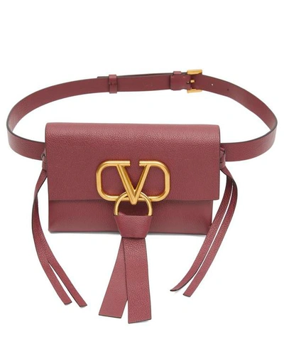Shop Valentino V-ring Leather Belt Bag In Rubino