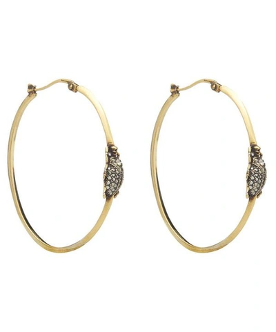 Shop Alexander Mcqueen Gold-tone Crystal Beetle Hoop Earrings