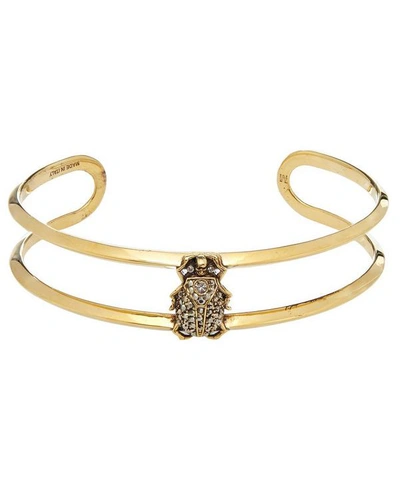 Shop Alexander Mcqueen Gold-tone Crystal Beetle Cuff Bracelet