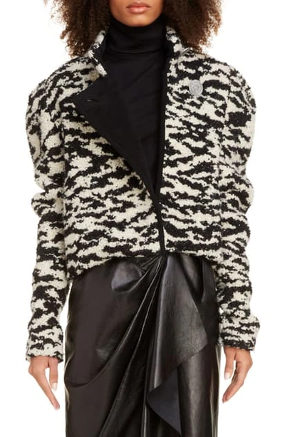 Shop Isabel Marant Stripe Wool Blend Jacket In Ecru