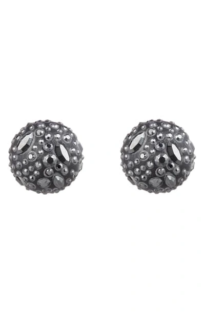 Shop Alexis Bittar Floral Noir Watery Sphere Clip-on Earrings In Black