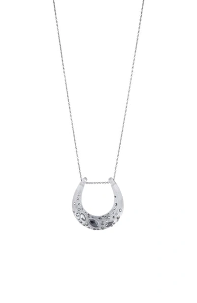 Shop Alexis Bittar Noir Dust Horseshoe Pendant Necklace In Grey