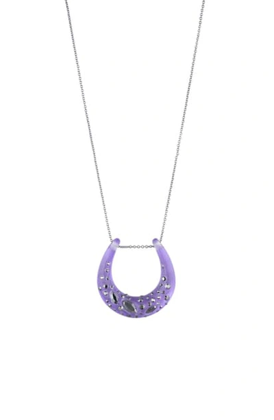 Shop Alexis Bittar Noir Dust Horseshoe Pendant Necklace In Violet