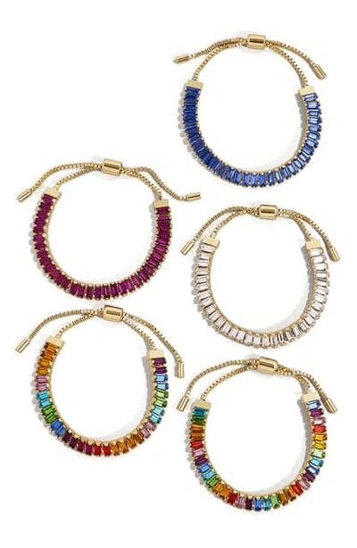 Shop Baublebar Alidia Set Of 5 Crystal Pull Through Bracelets In Rainbow Multi
