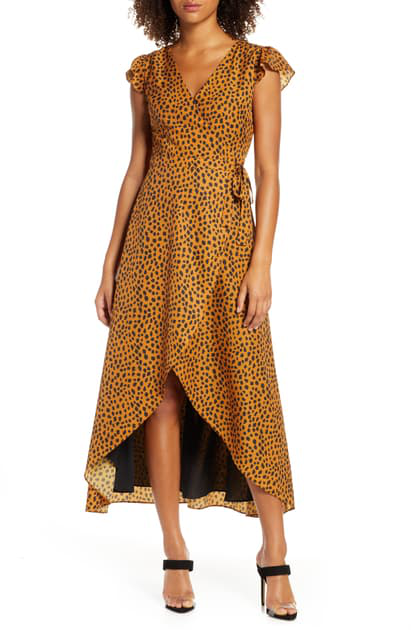 leopard print wrap midi dress