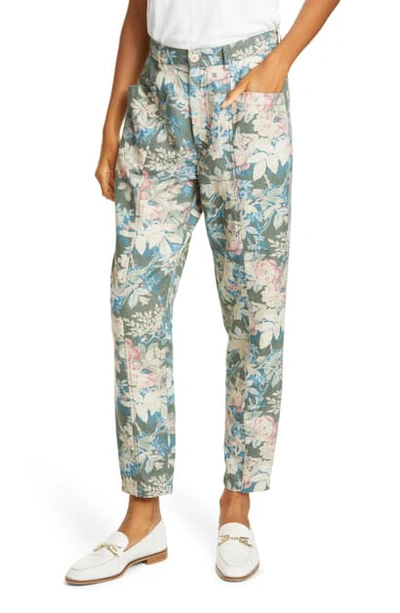Shop Rebecca Taylor Fleur Foret Cotton & Linen Pants In Zinc Combo