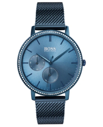 Shop Hugo Boss Women's Infinity Ultra Slim Blue Ion-plated Stainless Steel Mesh Bracelet Watch 35mm