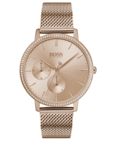 Shop Hugo Boss Women's Infinity Ultra Slim Rose Gold Ion-plated Stainless Steel Mesh Bracelet Watch 35mm Women's Sh