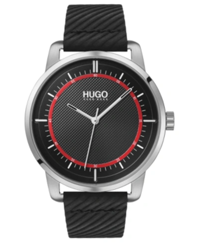 Shop Hugo Men's #reveal Black Leather Strap Watch 44mm