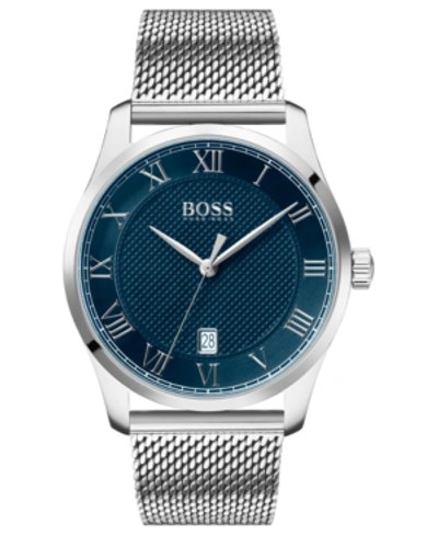 Shop Hugo Boss Men's Master Stainless Steel Mesh Bracelet Watch 41mm