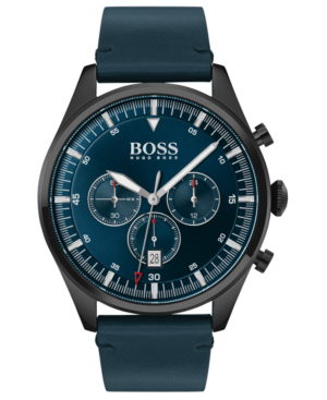 hugo boss blue leather watch