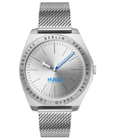 Shop Hugo Men's #act Stainless Steel Mesh Bracelet Watch 44mm